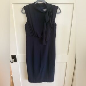 Vince Camuto Blue Ruffled Tie Front Sheath Dress